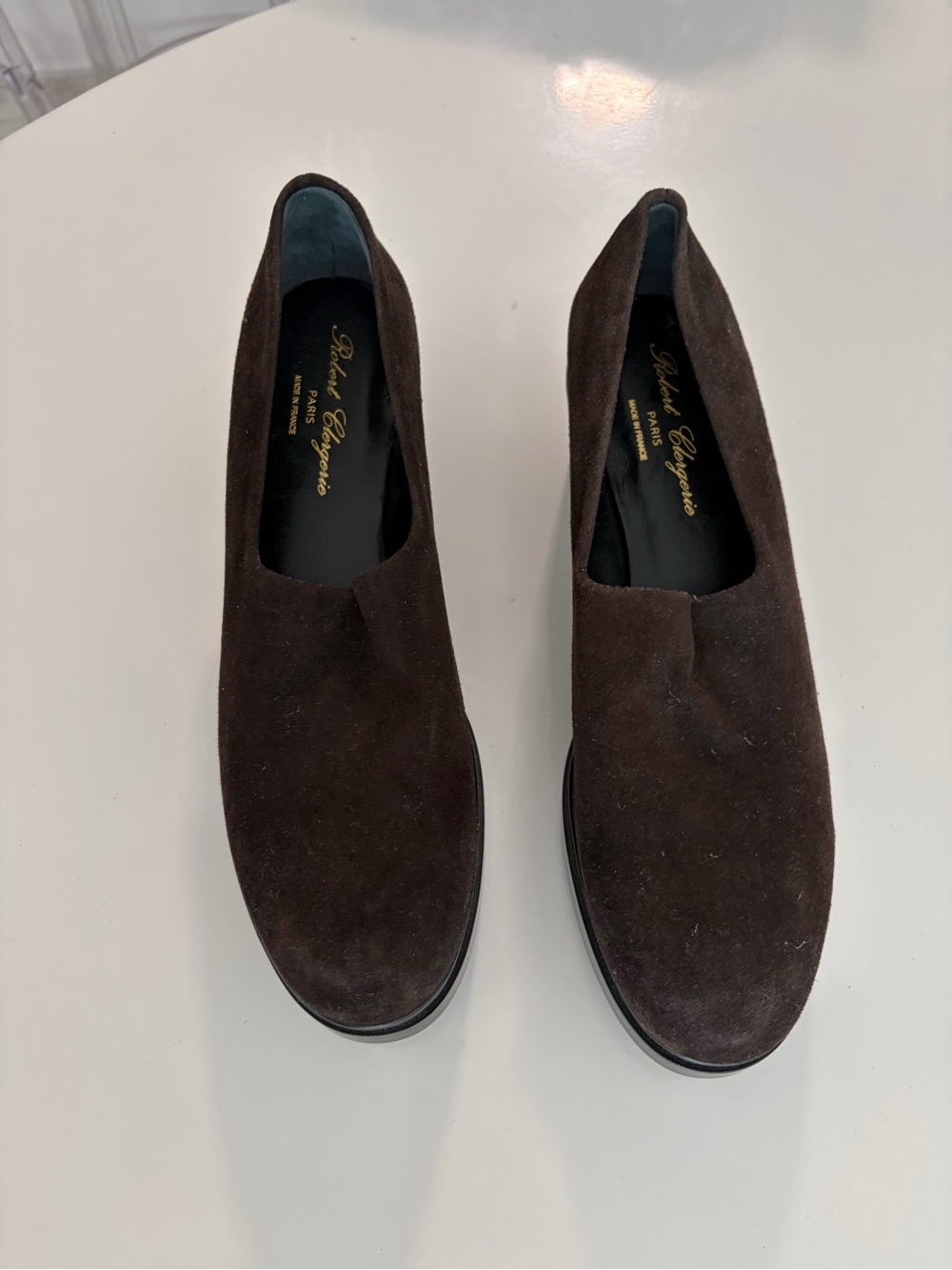 Robert Clergerie Dark Brown Suede Slip-On Loafers - Picture 2 of 4